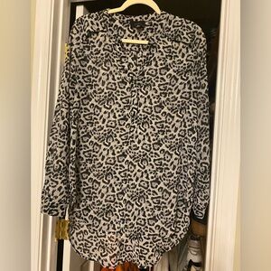 Lumiere Black and White Animal Print Blouse